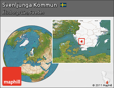 Satellite Location Map of Svenljunga Kommun, highlighted country