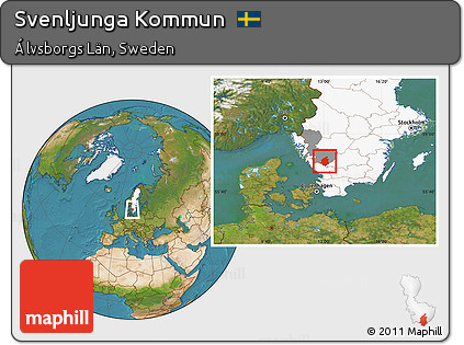 Satellite Location Map of Svenljunga Kommun, highlighted country, highlighted parent region