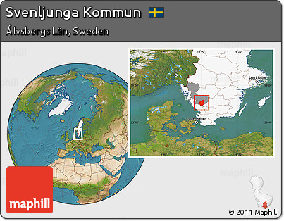 Satellite Location Map of Svenljunga Kommun, highlighted country, highlighted parent region