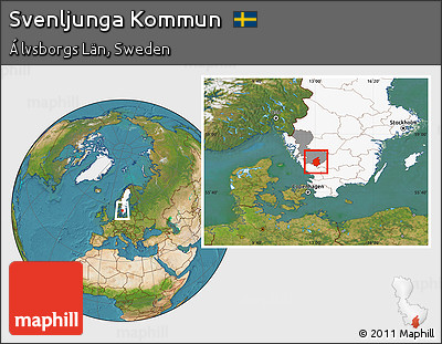 Satellite Location Map of Svenljunga Kommun, highlighted country, highlighted parent region