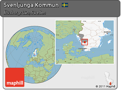 Savanna Style Location Map of Svenljunga Kommun, highlighted country, highlighted parent region
