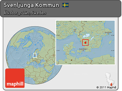Savanna Style Location Map of Svenljunga Kommun, hill shading