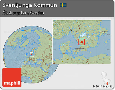 Savanna Style Location Map of Svenljunga Kommun, hill shading