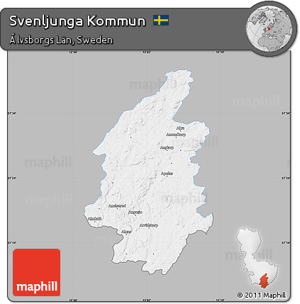Gray Map of Svenljunga Kommun, single color outside