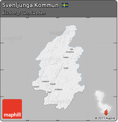 Gray Map of Svenljunga Kommun, single color outside