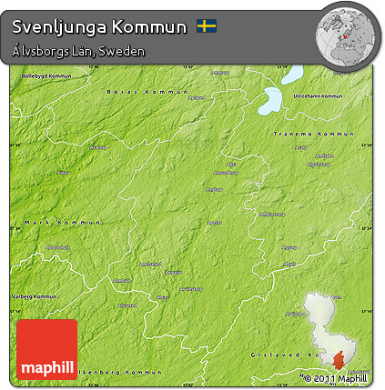 Physical Map of Svenljunga Kommun