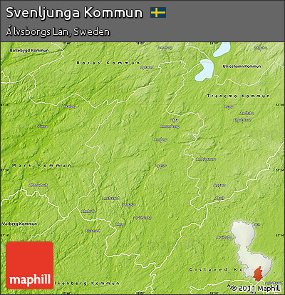 Physical Map of Svenljunga Kommun