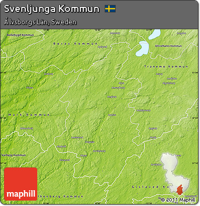 Physical Map of Svenljunga Kommun
