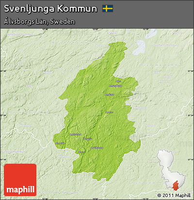 Physical Map of Svenljunga Kommun, lighten