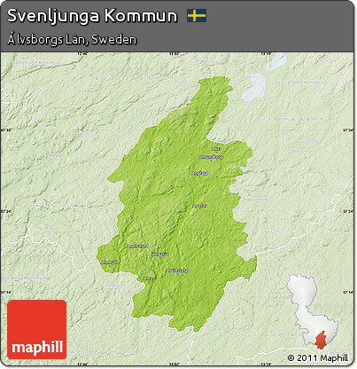 Physical Map of Svenljunga Kommun, lighten