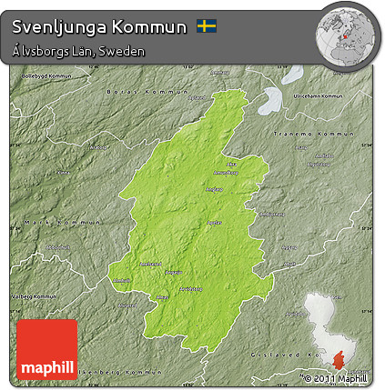 Physical Map of Svenljunga Kommun, semi-desaturated