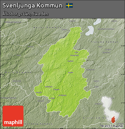 Physical Map of Svenljunga Kommun, semi-desaturated