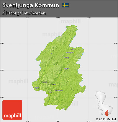 Physical Map of Svenljunga Kommun, single color outside
