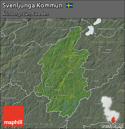 Satellite Map of Svenljunga Kommun, semi-desaturated