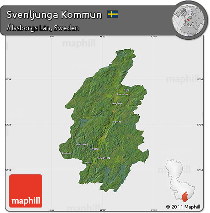 Satellite Map of Svenljunga Kommun, single color outside