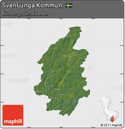 Satellite Map of Svenljunga Kommun, single color outside