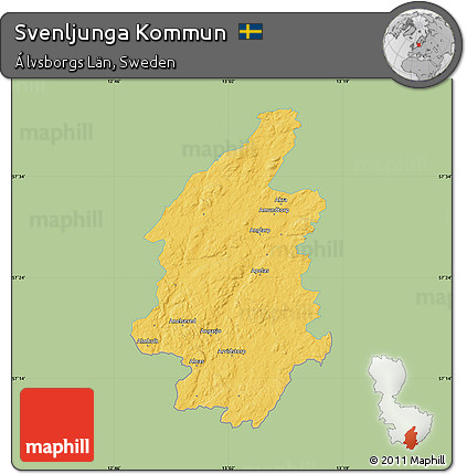Savanna Style Map of Svenljunga Kommun, single color outside