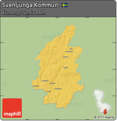 Savanna Style Map of Svenljunga Kommun, single color outside