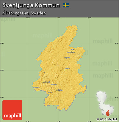 Savanna Style Map of Svenljunga Kommun, single color outside