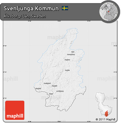Silver Style Map of Svenljunga Kommun, single color outside