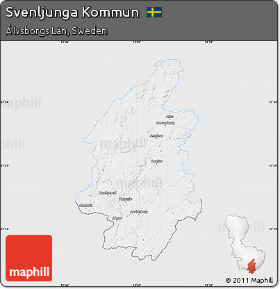 Silver Style Map of Svenljunga Kommun, single color outside