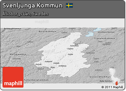 Gray Panoramic Map of Svenljunga Kommun
