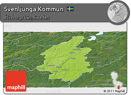 Physical Panoramic Map of Svenljunga Kommun, satellite outside