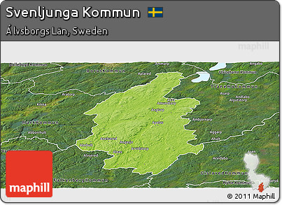 Physical Panoramic Map of Svenljunga Kommun, satellite outside