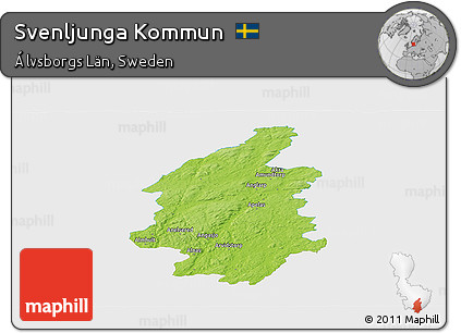 Physical Panoramic Map of Svenljunga Kommun, single color outside
