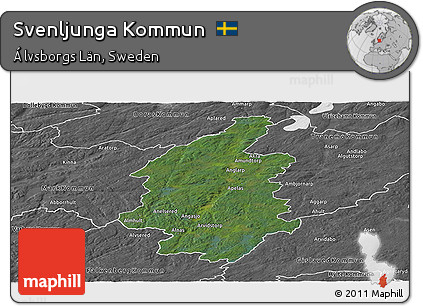Satellite Panoramic Map of Svenljunga Kommun, desaturated