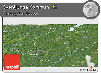Satellite Panoramic Map of Svenljunga Kommun