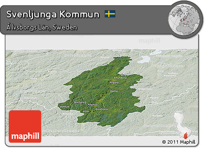 Satellite Panoramic Map of Svenljunga Kommun, lighten