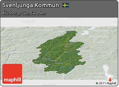 Satellite Panoramic Map of Svenljunga Kommun, lighten