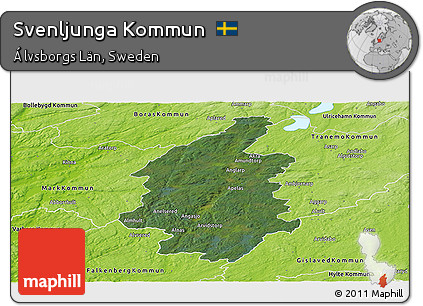 Satellite Panoramic Map of Svenljunga Kommun, physical outside