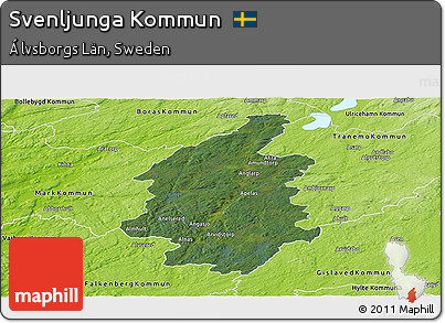 Satellite Panoramic Map of Svenljunga Kommun, physical outside