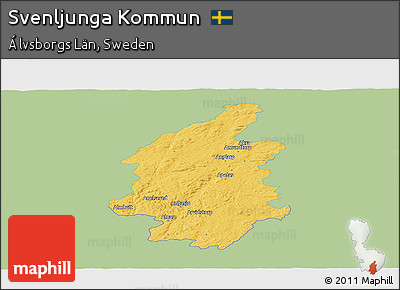 Savanna Style Panoramic Map of Svenljunga Kommun, single color outside