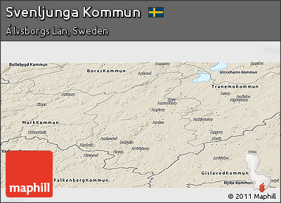 Shaded Relief Panoramic Map of Svenljunga Kommun