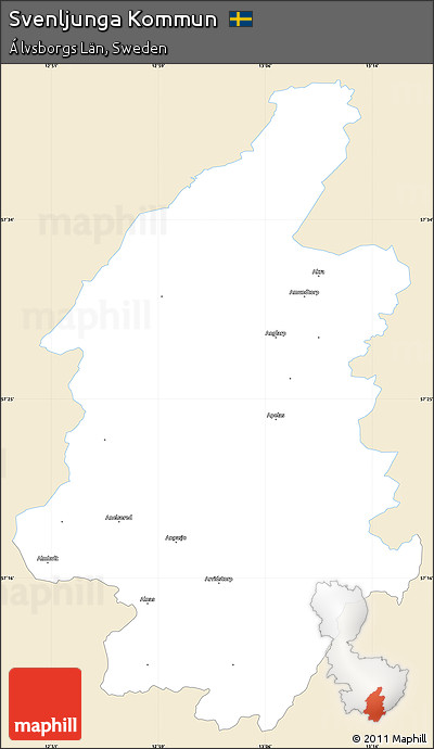 Classic Style Simple Map of Svenljunga Kommun, single color outside