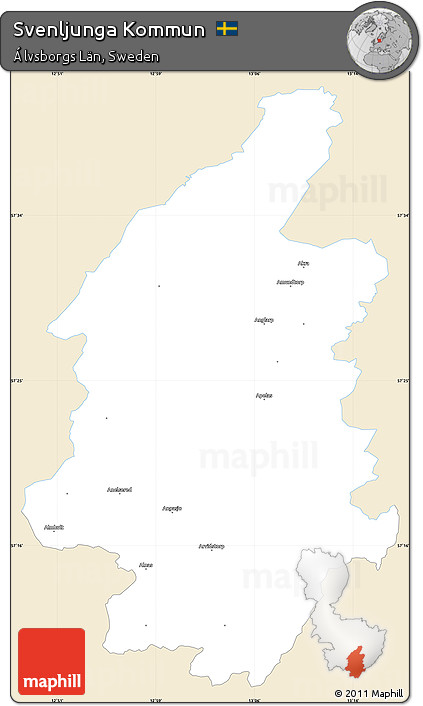 Classic Style Simple Map of Svenljunga Kommun, single color outside