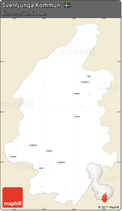 Classic Style Simple Map of Svenljunga Kommun, single color outside