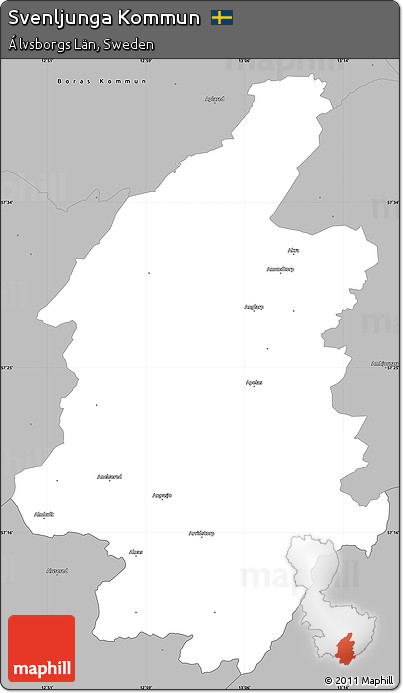 Gray Simple Map of Svenljunga Kommun