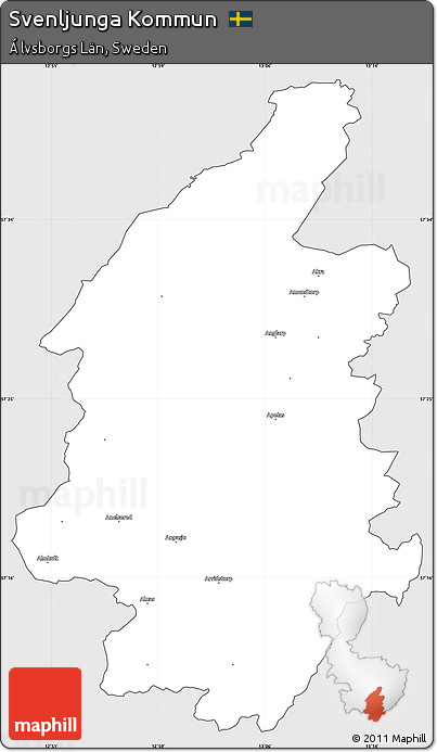 Silver Style Simple Map of Svenljunga Kommun, cropped outside