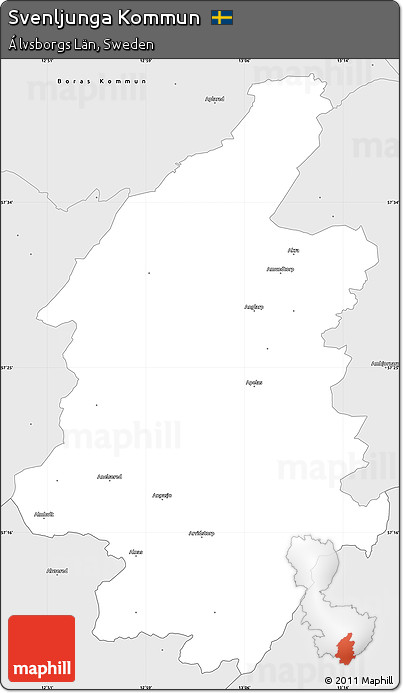 Silver Style Simple Map of Svenljunga Kommun