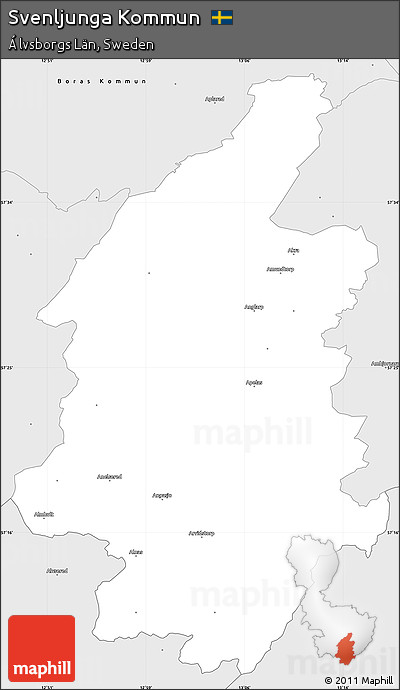 Silver Style Simple Map of Svenljunga Kommun