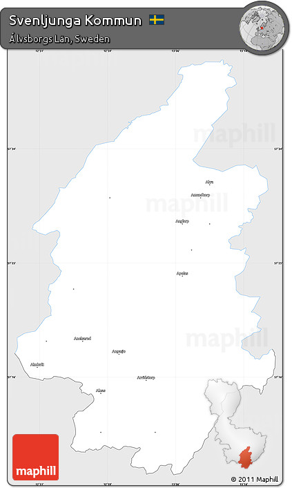 Silver Style Simple Map of Svenljunga Kommun, single color outside