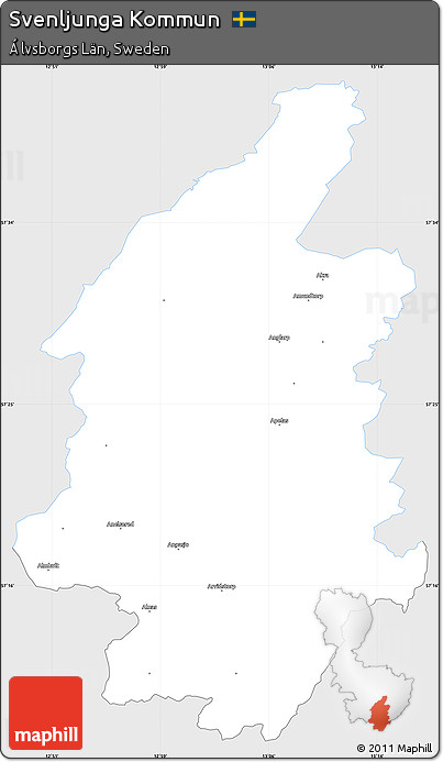 Silver Style Simple Map of Svenljunga Kommun, single color outside