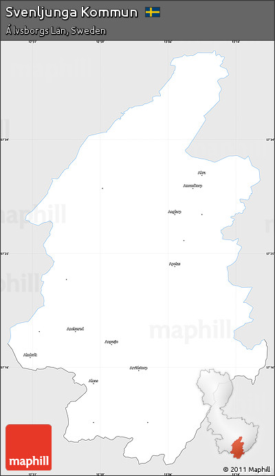 Silver Style Simple Map of Svenljunga Kommun, single color outside