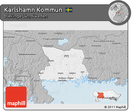 Gray 3D Map of Karlshamn Kommun