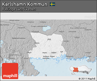 Gray 3D Map of Karlshamn Kommun