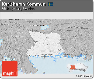 Gray 3D Map of Karlshamn Kommun